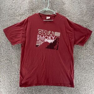 Great‎ Smokey Mountains National Park Mens Extra Large Red Cotton Casual Logo